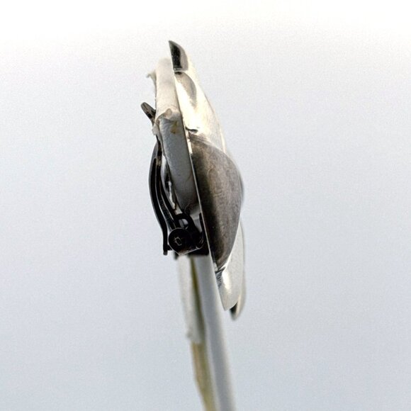 Vintage Estate Sterling Silver 830 Clip-On Fan Earrings, 18.9g, 1.5" Wide - Picture 2 of 8